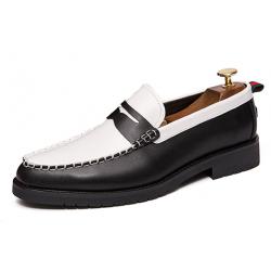 Black White Mens Loafers Business Prom Flats Dress Shoes