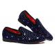 Blue Diamante Black Velvet Dapper Mens Loafers Dress Shoes Loafers Zvoof