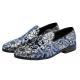Blue Silver Sequins Velvet Prom Loafers Dress Shoes Loafers Zvoof