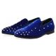 Blue Velvet Spikes Studs Dapper Mens Prom Loafers Dress Shoes Loafers Zvoof