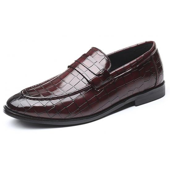 Brown Croc Slip On Patent Prom Mens Loafers Dress Shoes ...
