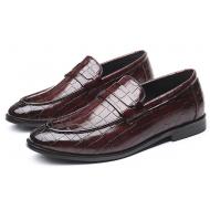 Brown Croc Slip On Patent Prom Mens Loafers Dress Shoes