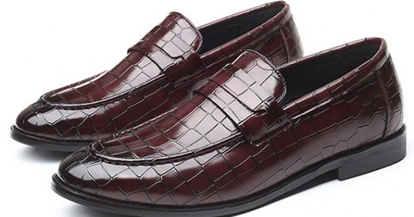 Brown Croc Slip On Patent Prom Mens Loafers Dress Shoes ...