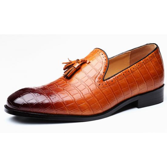 Brown Croc Tassels Patent Prom Mens Loafers Dress Shoes ...