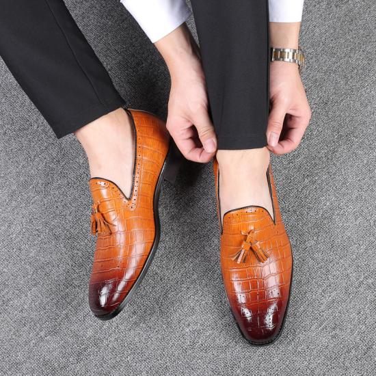 Brown Croc Tassels Patent Prom Mens Loafers Dress Shoes ...