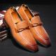 Brown Embossed Pattern Mens Business Prom Loafers Dress Shoes Loafers Zvoof