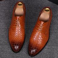 Brown Knitted Lace Up Pointed Mens Oxfords Dress Shoes
