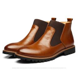 Brown Mens Cleated Sole Chelsea Ankle Boots Shoes