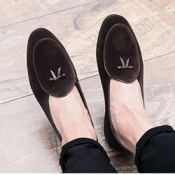 Brown Suede Mini Bow Dapper Mens Loafers Flats Dress Shoes