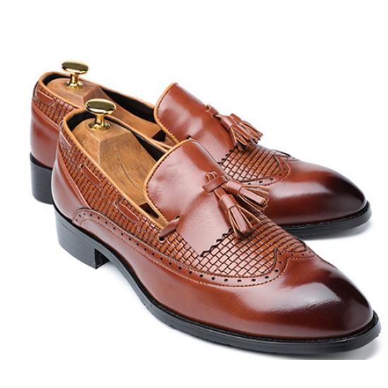 Brown Tassels Baroque Mens Business Prom Loafers Dress Shoes Loafers Zvoof