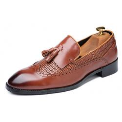 Brown Tassels Baroque Mens Business Prom Loafers Dress Shoes