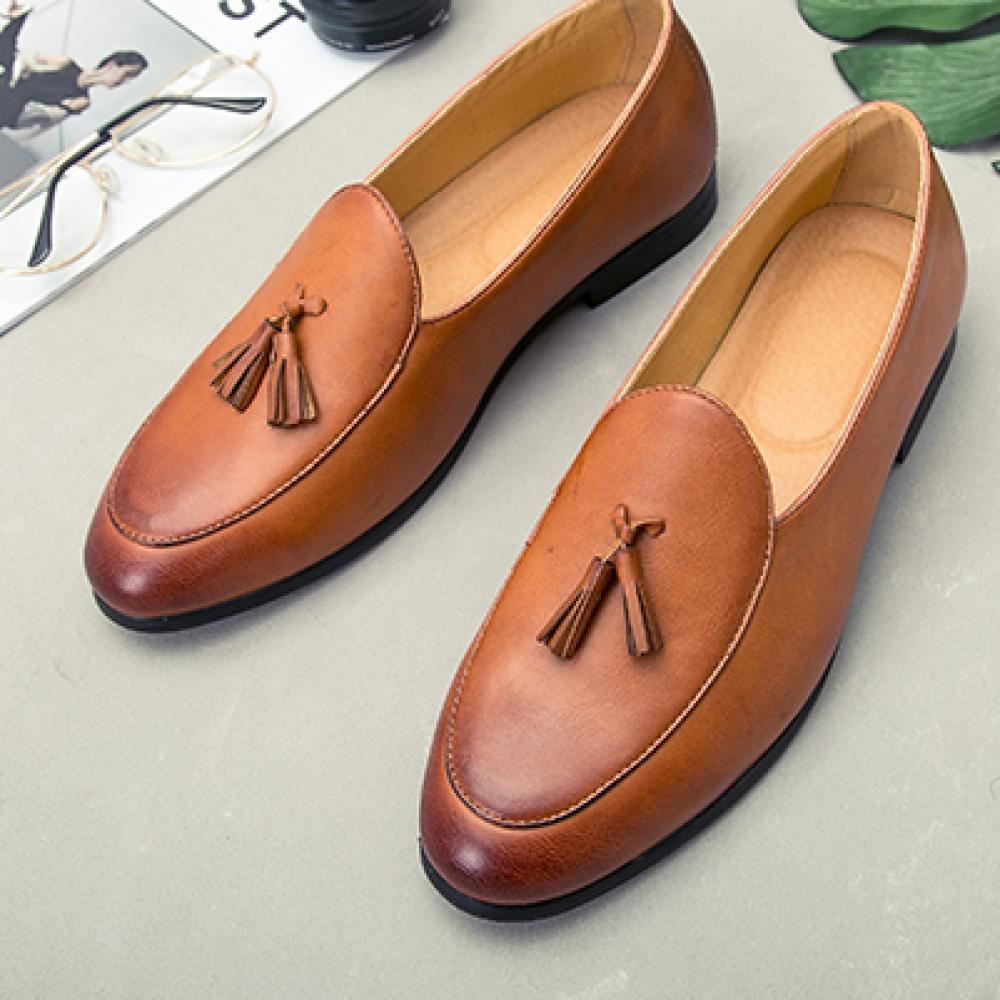 Brown Vintage Tassels Prom Mens Loafers Flats Dress Shoes ...