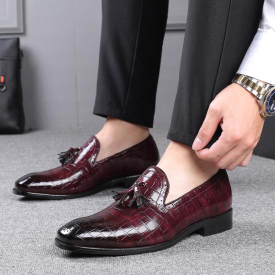Burgundy Croc Slip On Patent Prom Mens Loafers Dress Shoes Loafers Zvoof