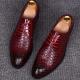Burgundy Knitted Lace Up Pointed Mens Oxfords Dress Shoes Oxfords Zvoof