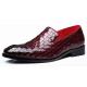 Burgundy Vintage Knitted Leather Mens Loafers Dress Shoes Loafers Zvoof