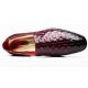 Burgundy Vintage Knitted Leather Mens Loafers Dress Shoes Loafers Zvoof