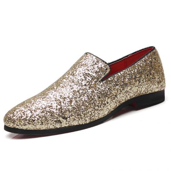 Gold Giltters Bling Bling Dapper Mens Loafers Prom Dress Shoes Loafers Zvoof