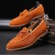 Orange Brown Suede Bow Dapper Mens Prom Loafers Dress Shoes Loafers Zvoof