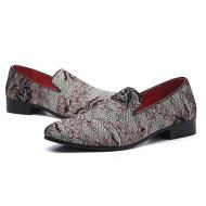 Pink Black Lace Flowers Party Business Loafers Dress Shoes