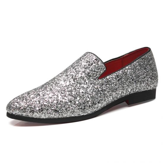 Mens Spiked Dress Shoes Formal Silver Prom Homecoming Loafer 6788