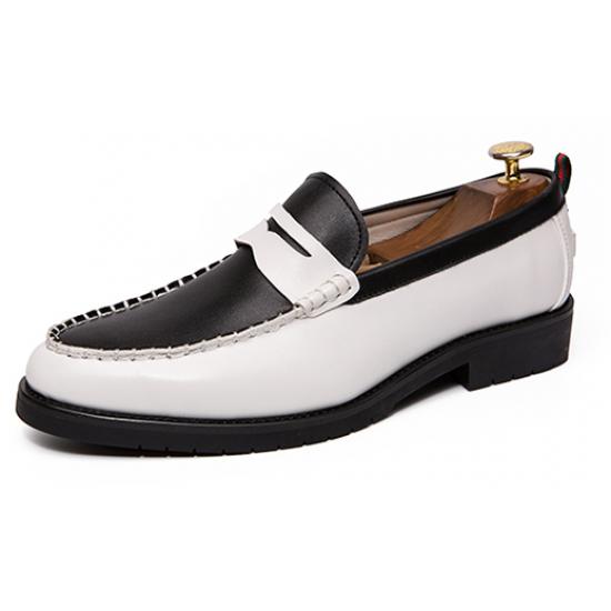 White Black Mens Loafers Business Prom Flats Dress Shoes Loafers Zvoof