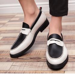 White Black Mens Loafers Business Prom Flats Dress Shoes