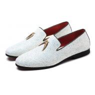 White Giltters Bling Bling Dapper Horn Mens Loafers Dress Shoes