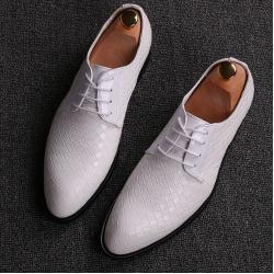 White Knitted Lace Up Pointed Mens Oxfords Dress Shoes