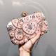Pink Pearls Rhinestones Heart Baroque Glamorous Hand Bridal Clutch Purses Bag Clutches Zvoof