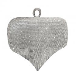 Silver Tassels Rhinestones Ring Glamorous Hand Bridal Clutch Purses Bag