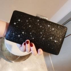 Black Glitters Bling Bling Fancy Glamorous Hand Evening Clutch Purses Bag