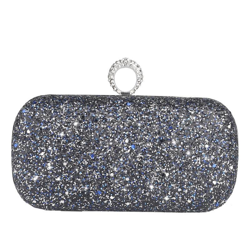 Gold Rhinestones Bling Glamorous Ring Hand Bridal Clutch Purses Bag