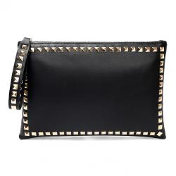 Black Gold Studs Oversize Envelops Rectangular Evening Clutch Purses Bag