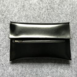 Black Silver Zipper Oversize Envelops Rectangular Evening Clutch Purses Bag