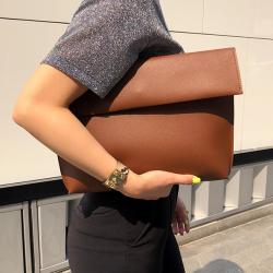 Brown Chic Oversize Envelops Rectangular Evening Clutch Purses Bag