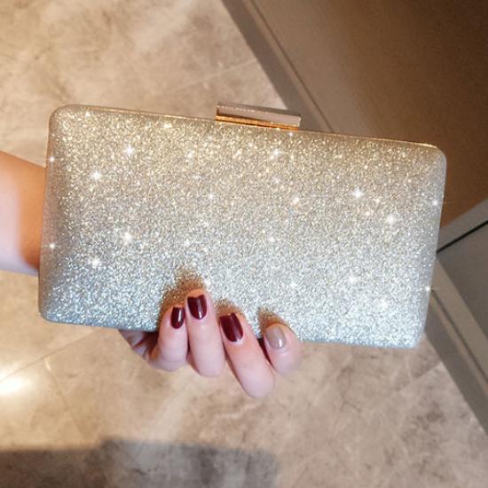 Silver Glitters Bling Bling Fancy Glamorous Hand Evening Clutch Purses Bag Clutches Zvoof