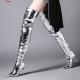 Silver Mirror Thigh Long Over The Knee Pointed Head High Stiletto Heels Stage Boots Boots Zvoof