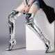 Silver Mirror Thigh Long Over The Knee Pointed Head High Stiletto Heels Stage Boots Boots Zvoof