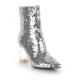 Silver Sequins Bling Ankle Party Stage Glass Block High Heels Boots Shoes Boots Zvoof
