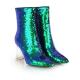 Turquoise Teal Sequins Bling Ankle Party Stage Glass Block High Heels Boots Shoes Boots Zvoof