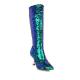 Turquoise Teal Sequins Bling Knee  Long Stiletto High Heels Boots Shoes Boots Zvoof