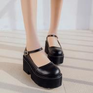 Black Single Strap Platforms Chunky Sole Lolita Punk Mary Jane Shoes