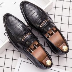 Black Croc Gold Wingtip Mens Loafers Prom Flats Dress Shoes