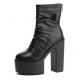 Black Funky Chunky Block Sole Ankle High Heels Boots Shoes Platforms Zvoof