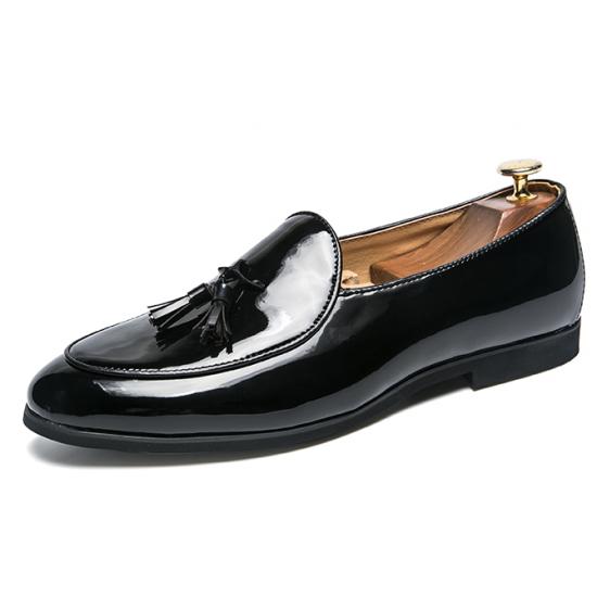 Black Glossy Patent Tassels Mens Loafers Prom Flats Dress Shoes Oxfords Zvoof