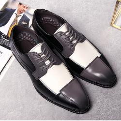 Black Grey White Patchy Lace Up Oxfords Prom Flats Dress Shoes