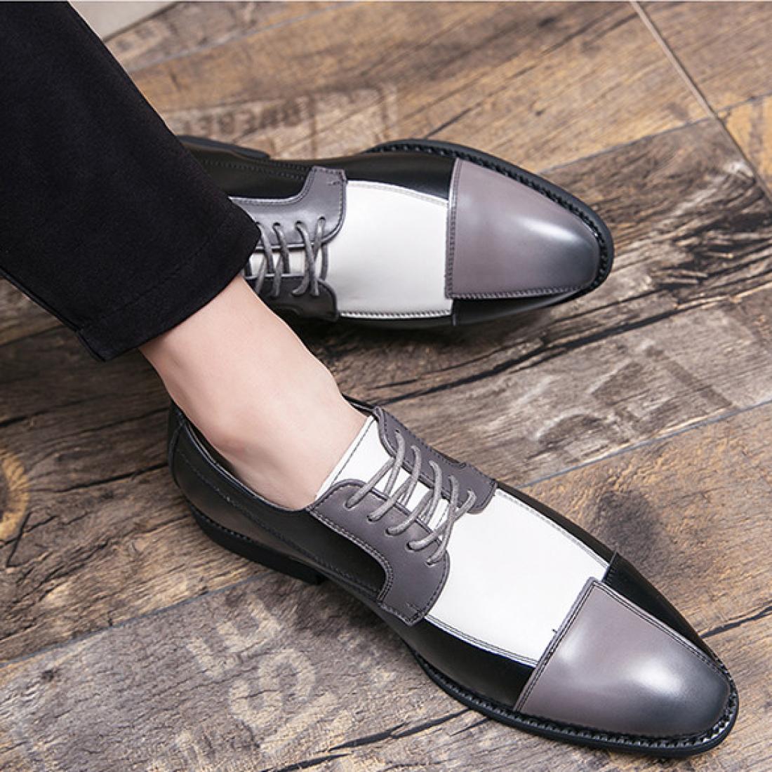 Black Grey White Patchy Lace Up Oxfords Prom Flats Dress ...
