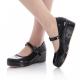 Black Patent Glossy Platforms Wedges Mary Jane Flats Shoes Mary Jane Zvoof