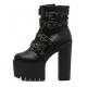 Black Studs Straps Punk Rock Chunky Platforms Super High Heels Boots Platforms Zvoof