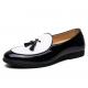 Black White Glossy Patent Tassels Mens Loafers Prom Flats Dress Shoes Oxfords Zvoof